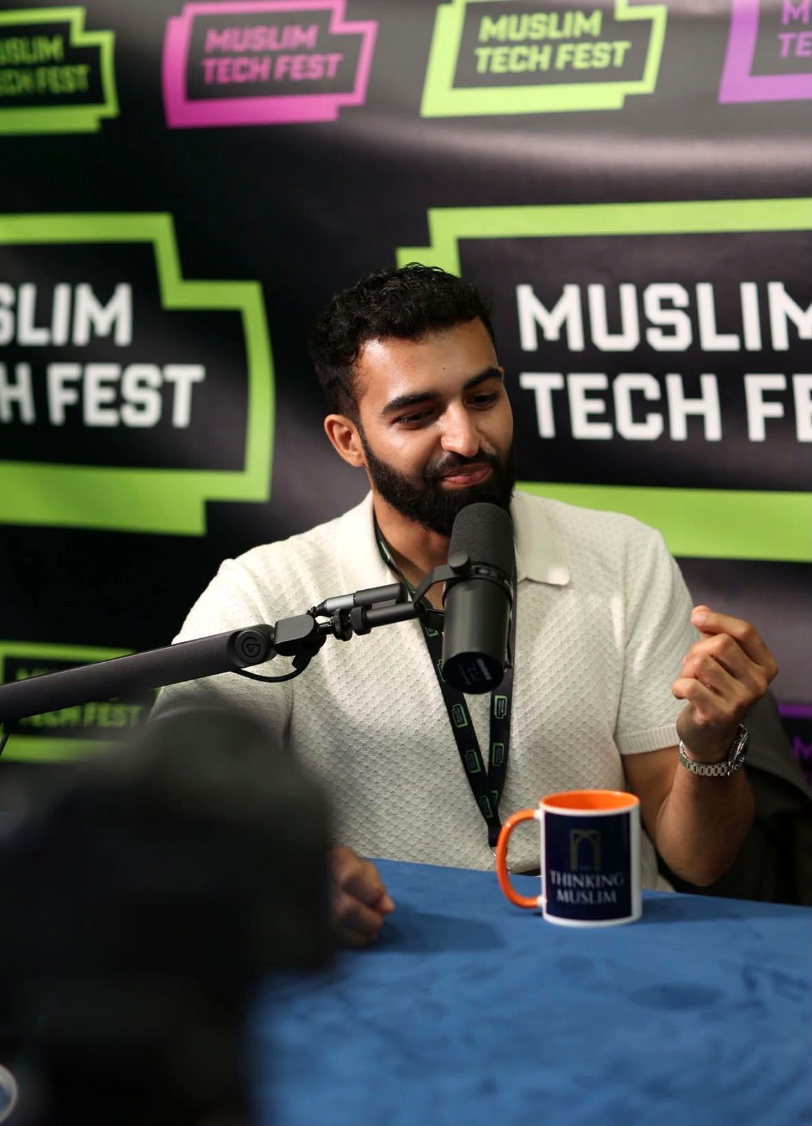 Dr Daanish recording the Muslim Tech Fest podcast